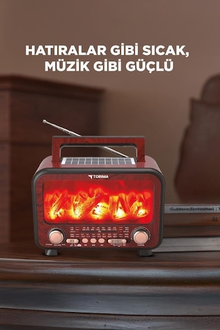 Torima D72 Koyu Ahşap Nostalji Bluetooth Hoparlör Radyo Solar Panelli (İthalatçı Garantili)