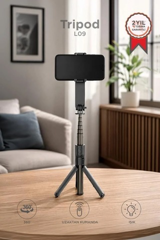 Delux Serisi Telefon Tutucu Mobil Aksesuar Çekim Aracı Tripod Profesyonel Gimbal L09 Siyah