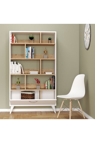 Tanmob KTB0201 Gold Kitaplık Ahşap - Beyaz