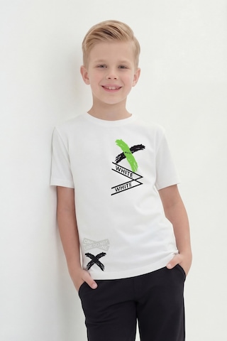 Fyk Kids 3'lü White Yazı Baskılı Yuvarlak Yaka Kısa Kollu Erkek Çocuk Yazlık Tişört Siyah - Beyaz - Gri