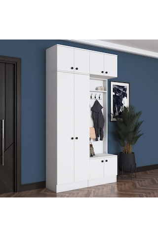 Rani Ea145 Modern Portmanto Askılı Ayakkabılık Vestiyer Beyaz