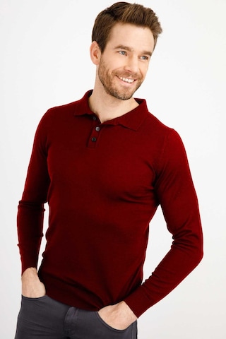 Desen Triko Erkek Basic Polo Yaka İnce Triko Kazak 02421601 Bordo Bordo