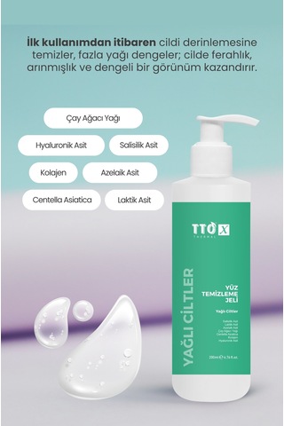 Tto-x Yüz Temizleme Jeli Yağlı Ciltler 200 Ml