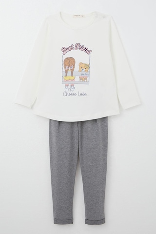 Breeze Kız Bebek Taytlı Takım Arkadaş Temalı Taytı Fiyonklu 9 Ay-3 Yaş, Ekru Ekru