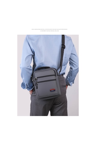 Erkekler İçin Şık Ve Fonksiyonel Tek Omuzlu Çanta Büyük Kapasiteli, Dikey Tasarım, İş Ve Günlük Kullanım İçin Pratik Crossbody Çanta Gri