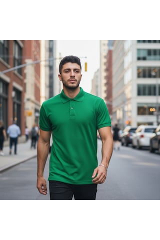 Bite Nose Renk Seçenekli Erkek Polo Yaka Tişört Günlük & Şık Pamuklu Slim Fit Açık Yeşil