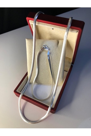 3.5mm İtalyan Bombeli Ezme Set 925 Gümüş Işıklı Kutuda Sevgiliye Eşe Babaya Bileklik Kolye