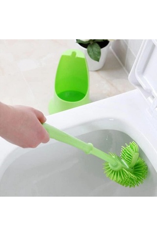 Beyaz Kullanıma Uygun Ergonomik Silikon Tuvalet Fırçası 000 Açık Krem
