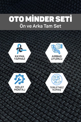 Minderland Mindra Serisi Jeep Avenger 2023+ Uyumlu Oto Koltuk Minder Seti - Siyah