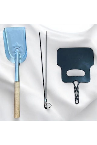 Mangal Aksesuar Seti 3 Parça- Ateş Küreği-kömür Köz Maşası - Plastik Yelpaze,kürek,maşa,yelpaze