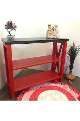 Roys Ahşap 80 Cm Kırmızı Siyah Masif Dresuar Siyah