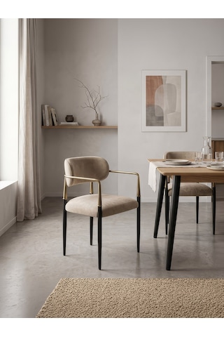 Elegance Kolçaklı Metal Mutfak Sandalyesi Siyah-bej