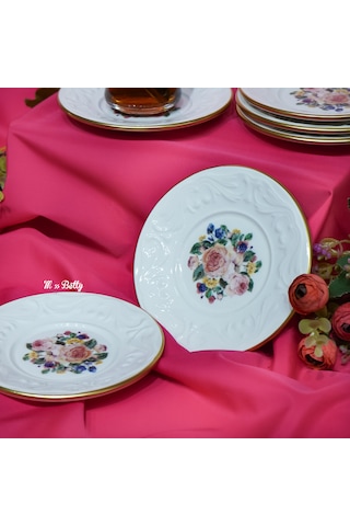 Rose Deluxe Porselen 6'lı Çay Tabağı Pembe