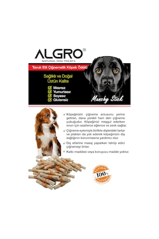 Algro Tavuk Göğüs Etli Lokmalık Munchy Stick 50 Adet 2 Kova