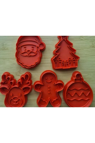 Buradabulabilirsin 3d Baskı Yılbaşı Kurabiye Kalıbı Ve Damga Seti Noel Baba Ren Geyiği Kardan Adam Çam Ağacı Kırmızı Bbz