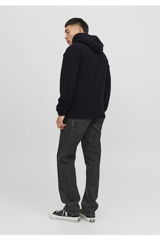 Jack & Jones Göğüs Baskılı Kapüşonlu Sweatshirt - Silverlake 12242470 Black Siyah