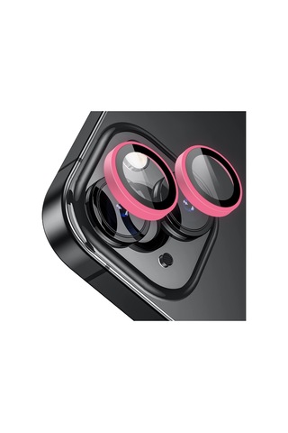 Buff Apple Uyumlu iPhone 14 / 14 Plus Neon Metal Lens Koruyucu Pembe