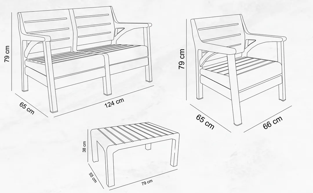 4 Kişilik Holiday Miami Bahçe Balkon Takımı Çöl Gri