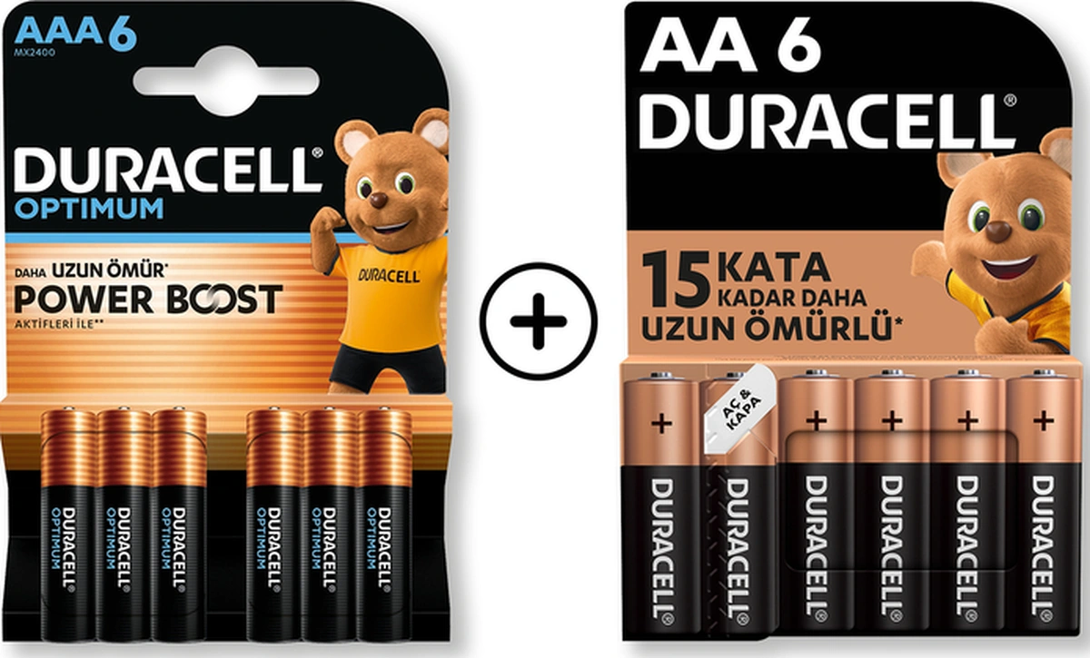 Duracell Optimum Aaa Alkalin İnce Kalem Pil 6 Lı Paket + Aa Alkalin Kalem Pil 6'lı Paket