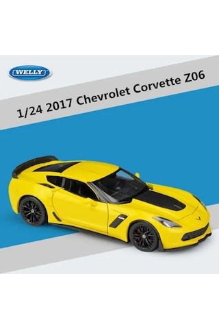 Chevyrolet Corvette Z06 1/24 Sarı Renk Model Araba Koleksiyon