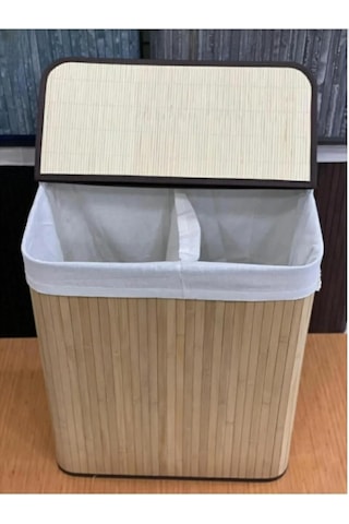 Bambu Kirli Çamaşir Sepeti Iki Bölmeli 2 Bölmeli Kirli Çamaşir Sepeti Çok Renkli