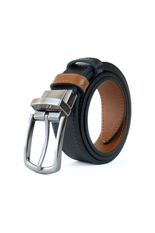 Çift Taraflı Döner Tokalı Gerçek Deri 3.5cm Klasik Erkek Kemeri