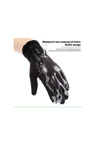 Lemestar Kışlık Islak Suya Dayanıklı Moto/sırt Bisikleti Eldiveni, Dokunmatik Ekran Uyumlu, Silikon Kaymazlı, Fleece İçli Siyah M Beden 1 Çift