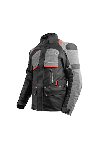 Motoanl Motosiklet Montu Uzun Model 4 Mevsim Full Korumalı Maxdura Kumaş Aırbag Toruıng Mont Gri