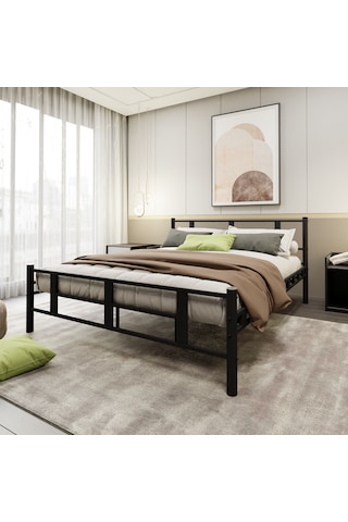 Lotus Çift Kişilik Metal Karyola A Kalite, Ses Çıkarmaz ,ölçülü Model Karyola 1634-a Siyah