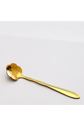 Youmex Altın Güneş Çiçek Desenli Paslanmaz Çelik Kahve Kaşığı - Ev Kullanıma İdeal, Konforlu Ve Dayanıklı Ev Aletleri Güneşiçi - Altın