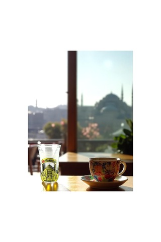 İstanbul Temalı Dekoratif Cam Kahve Yanı Bardak Ayasofya, Galata Ve Kız Kulesi Figürlü 730449196