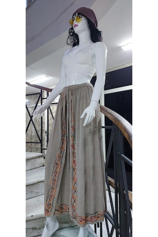 Eren Style Otantik Nakış İşlemeli Harem Şalvar Pantolon Krem