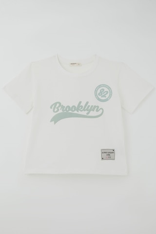 Breeze Kız Çocuk Pantolonlu Takım Brooklyn Yazı Baskılı Bağcıklı 8-14 Yaş , Ekru