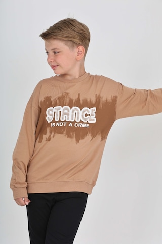 Toontoy Kids Toontoy Erkek Çocuk Stance Baskılı Sweatshirt Kahve