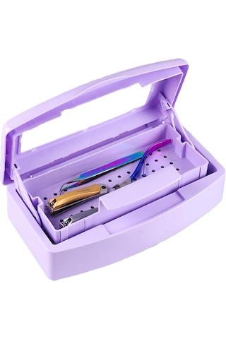 Ellea Nail Çift Bölmeli Manikür Pedikür Aletleri Sterilizasyon Kutusu Mor