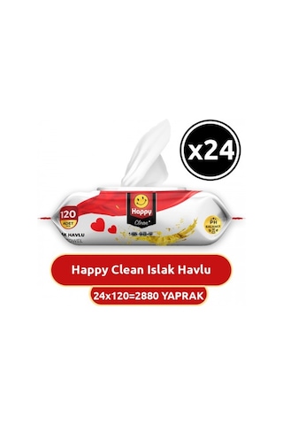 Happy Clean Islak Havlu 120 Li X 24 Adet PKT.HAPPY.096 24'lü Set