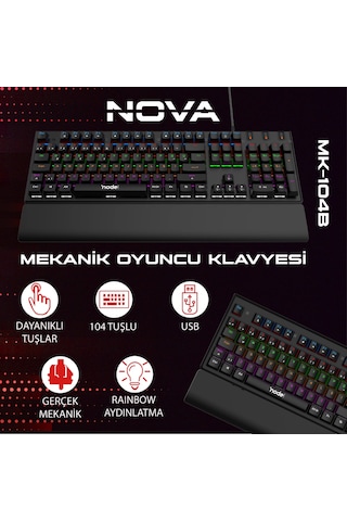 Node Game Nova ND-MK-104BB RGB Kablolu Oyuncu Mekanik Klavye