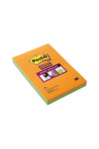 Post-it 4645-3SS Yapışkanlı Çizgili Not, Neon Turuncu/Yeşil/Mavi, 102x152 mm (3x45 ypr)