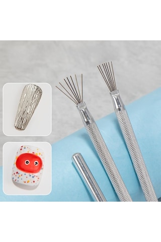 1 Adet 7 İğneli Tırnak Fırçası: Paslanmaz Çelik Saplı 7 Metal İğne