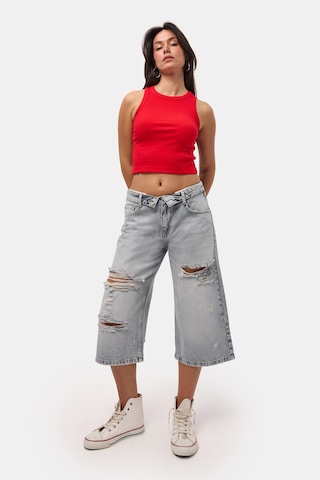 Itsbasic Kadın Kot Rengi 12s6-159 Straight Fit Maxi Bermuda Denim Şort Çok Renkli