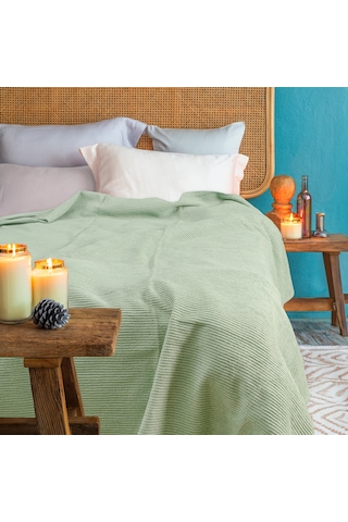 Verra Home Pamuk Battaniye Tek Kişilik Tv Battaniyesi 130 x 170 CM Mint Yeşili