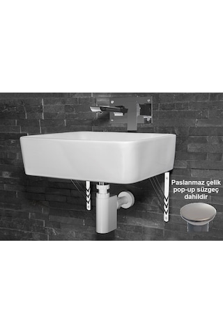 Studor Trap-Vent Beyaz Havalıklı Lavabo Sifonu Paslanmaz Pop-up Süzgeçli Tıkanma ve Koku Önleyici