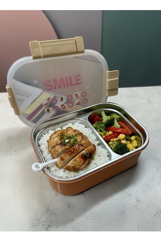 Relaxion Üç Bölmeli, Paslanmaz Çelik, Turuncu Yemek Saklama Ve Taşıma Kabı/kutusu 1000 Ml. 464