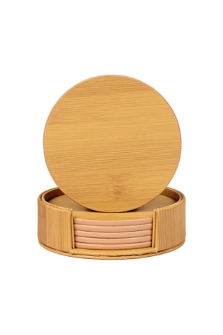 Fosenze 6'lı Pu Deri İçecek Altlığı Seti - Bambu Desenli, Isı Ve Nem Korumalı, Masa Ve Dekor Aracı Diğer