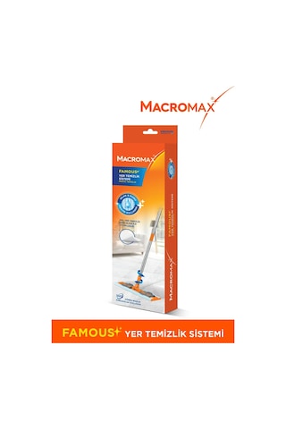 Famous+ Düz Mop Yer Temizlik Sistemi, Islak Ve Kuru Kullanım, 360 Döner Başlıklı Pratik Paspas