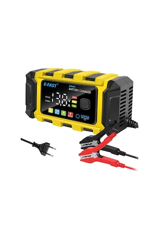 Aubyhe 12v 6a Akü Şarj Cihazı, 2-150ah Akü Aralığı, 100-240v Avrupa Standartı, Sarı Abs Malzeme, Isı Korumalı 65 5