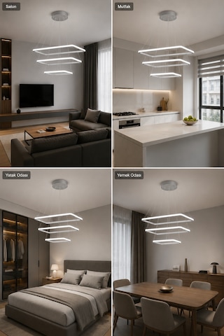 AvizeGO Diva 3'lü Led Sarkıt Avize Beyaz Işık Gri