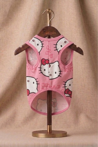 Hello Kitty Baskılı Kedi Köpek Penyesi - Yumuşak Dokulu Pembe Tişört