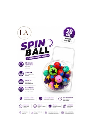 Spin Ball 20 Adet Karışık Renk Fidget Rahatlatıcı Topu Seti Dönebilen Masaüstü Odaklanma Ve Rahatlama Oyuncağı