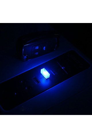 Xiyyadms Oto Ve Ev İçin Usb Led Renkli Gece Lambası - Müdahale Olmadan Kullanın, Mavi 4'lü Paket Siyah
